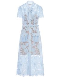 Self-Portrait - Abito midi in pizzo con laccetti sul collo - Lyst