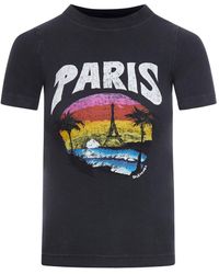 Balenciaga - Fitted T-shirt Paris Tropical Str Jersey Peel - Lyst