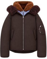 Loewe - Technical Coating Bomber Jacket With Double Layer Construction And Checked Back - Lyst