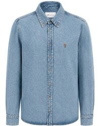 Ami Paris - Light Denim Button-Down Shirt With Ami De Coeur - Lyst
