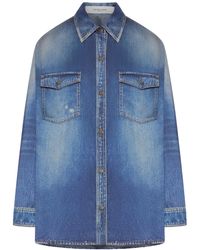 Golden Goose - Deluxe Brand Oversized Shirt With Denim Print - Lyst