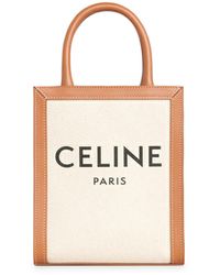 Celine - Vertical Mini Cabas Bag In Print Canvas & Calfskin - Lyst