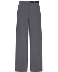 Sacai - Wide-Leg Wool-Blend Trousers With A Belt - Lyst