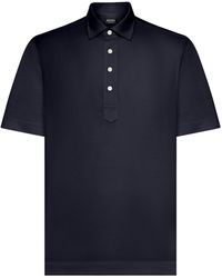 ZEGNA - Silk And Cotton Knitted Polo Shirt - Lyst
