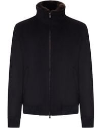 Nome - Cashmere Bomber Jacket With Fur-Effect Collar - Lyst