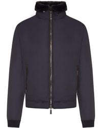 Moorer - Technical Fabric Bomber Jacket With Fur Collar - Lyst