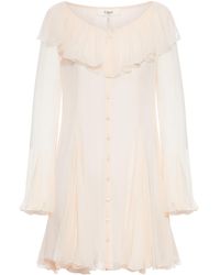 Chloé - Flared Mini Dress With Ruffles - Lyst