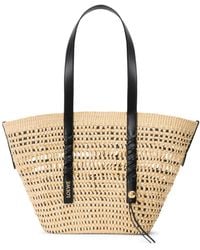Loewe - Borsa cesto braid media in palma iraca e pelle di vitello - Lyst
