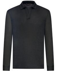 Nome G - Long-Sleeved Linen Polo Shirt - Lyst
