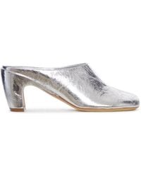 Dries Van Noten - Mules in pelle laminata effetto metallizzato - Lyst