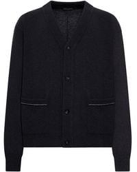 Roberto Collina - Wool Cardigan With Contrast Stitching - Lyst