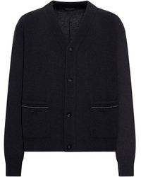 Roberto Collina - Wool Cardigan With Contrast Stitching - Lyst