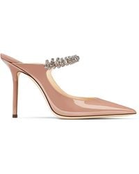 Jimmy Choo - Bing 100 Patent Leather Clog With Crystal Strap - Lyst