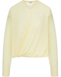 Loewe - Draped Merino Wool Sweater - Lyst