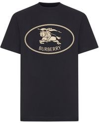 Burberry - Cotton T-Shirt With Front Logo - Lyst