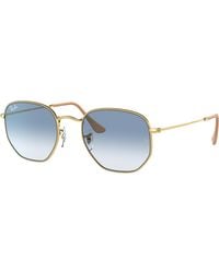 Ray-Ban - Hexagonal Sunglasses Frame Blue Lenses - Lyst