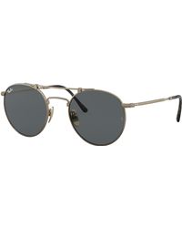 Ray-Ban - Sunglasses Unisex Round Double Bridge Titanium - Antique Gold Frame Grey Lenses 50-21 - Lyst