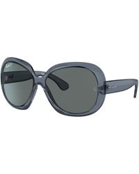 Ray-Ban - Jackie Ohh Ii Transparent Sunglasses Blue Frame Grey Lenses Polarized 60-14 - Lyst