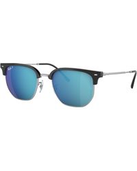 Ray-Ban - New Clubmaster Sunglasses Rose Gold Frame Red Lenses Polarized 55-20 - Lyst
