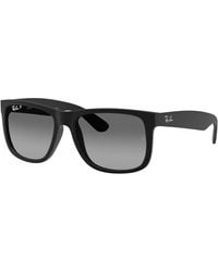 Ray-Ban - Justin Classic Sunglasses Transparent Blue Frame Grey Lenses Polarized 54-16 - Lyst