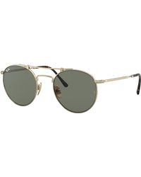 Ray-Ban - Sunglasses Unisex Round Double Bridge Titanium - Gold Frame Green Lenses 50-21 - Lyst