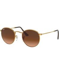 Ray-Ban - Round Metal Sunglasses -copper Frame Pink Lenses - Lyst