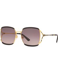 Gucci Fork Sonnenbrille Mit Eckigem Rahmen Aus Azetat Mit Goldfarbenen Details - Schwarz