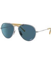 Ray-Ban - Sunglasses Unisex Rb8063 Titanium - Silver Frame Blue Lenses Polarized 55-16 - Lyst