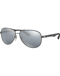 Ray-Ban - Sunglasses Male Carbon Fibre - Silver Frame Silver Lenses 61-13 - Lyst