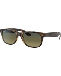 Ray-Ban - Rb2132 New Wayfarer Polarized Sunglasses, Matte Tortoise/polarized Green Gradient, 52 Mm - Lyst