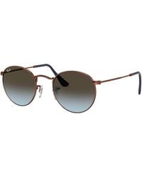 Ray-Ban - Round Metal Sunglasses -copper Frame Blue Lenses - Lyst