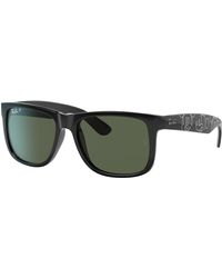 Ray-Ban - Rb4165 Justin Mickey D20 Sunglasses Mickey Mouse Texture Frame Green Lenses Polarized 54-16 - Lyst
