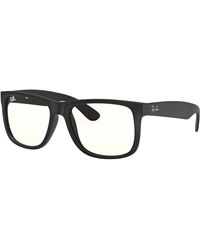 Ray-Ban - Justin Clear Sunglasses Rubber Black Frame Clear Lenses 54-17 - Lyst