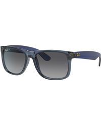 Ray-Ban - Justin Classic Sunglasses Transparent Blue Frame Grey Lenses Polarized 54-16 - Lyst