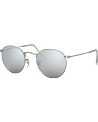 Ray-Ban - Round Flash Lenses Sonnenbrillen Silber Fassung Silber Glas 50-21 - Lyst