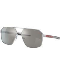 Prada Linea Rossa - Man Ps 01ts - Frame Color: Black, Lens Color: Silver, Size 56-/19/140 - Lyst