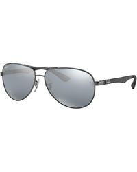 Ray-Ban - Sunglasses Male Carbon Fibre - Silver Frame Silver Lenses 61-13 - Lyst