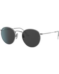 Ray-Ban - Sunglasses Unisex Round Titanium - Silver Frame Black Lenses Polarized 50-21 - Lyst