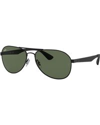 Ray-Ban - Rb3549 Aviator Sunglasses, Matte Black/green, 61 Mm - Lyst