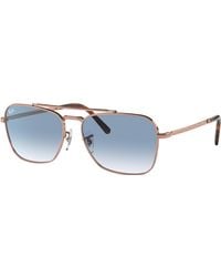 Ray-Ban - NEW CARAVAN Gafas de sol Oro Rosa Montura Azul Lentes 58-15 - Lyst