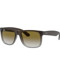 Ray-Ban - Rb4165f Justin Rectangular Asian Fit Sunglasses, Rubber Light Havana/brown Gradient, 55 Mm - Lyst