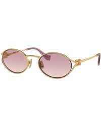 Miu Miu - Oval Frame Sunglasses - Lyst
