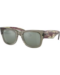 Ray-Ban - Mega Wayfarer Sunglasses Striped Green Havana Frame Silver Lenses 52-21 - Lyst