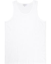 Sunspel Men's Cellular Cotton Underwear Vest In White