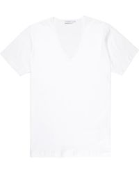 Sunspel Men's Superfine Cotton Low V-neck Underwear T-shirt In White