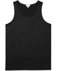 Sunspel Men's Superfine Cotton Underwear Vest In Black