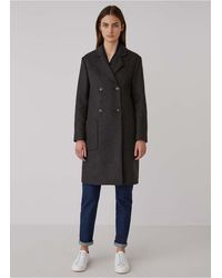 Sunspel Women's Wool Cashmere Double Breasted Polo Coat In Charcoal Melange - Grey