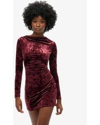 Superdry - & Co Velvet Long Sleeve Mini Dress - Lyst
