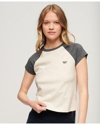 Superdry - Logo brodé t-shirt en coton bio à manches raglan et à essential - Lyst