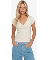 Superdry - & Co Gathered V-neck Crop T-shirt - Lyst